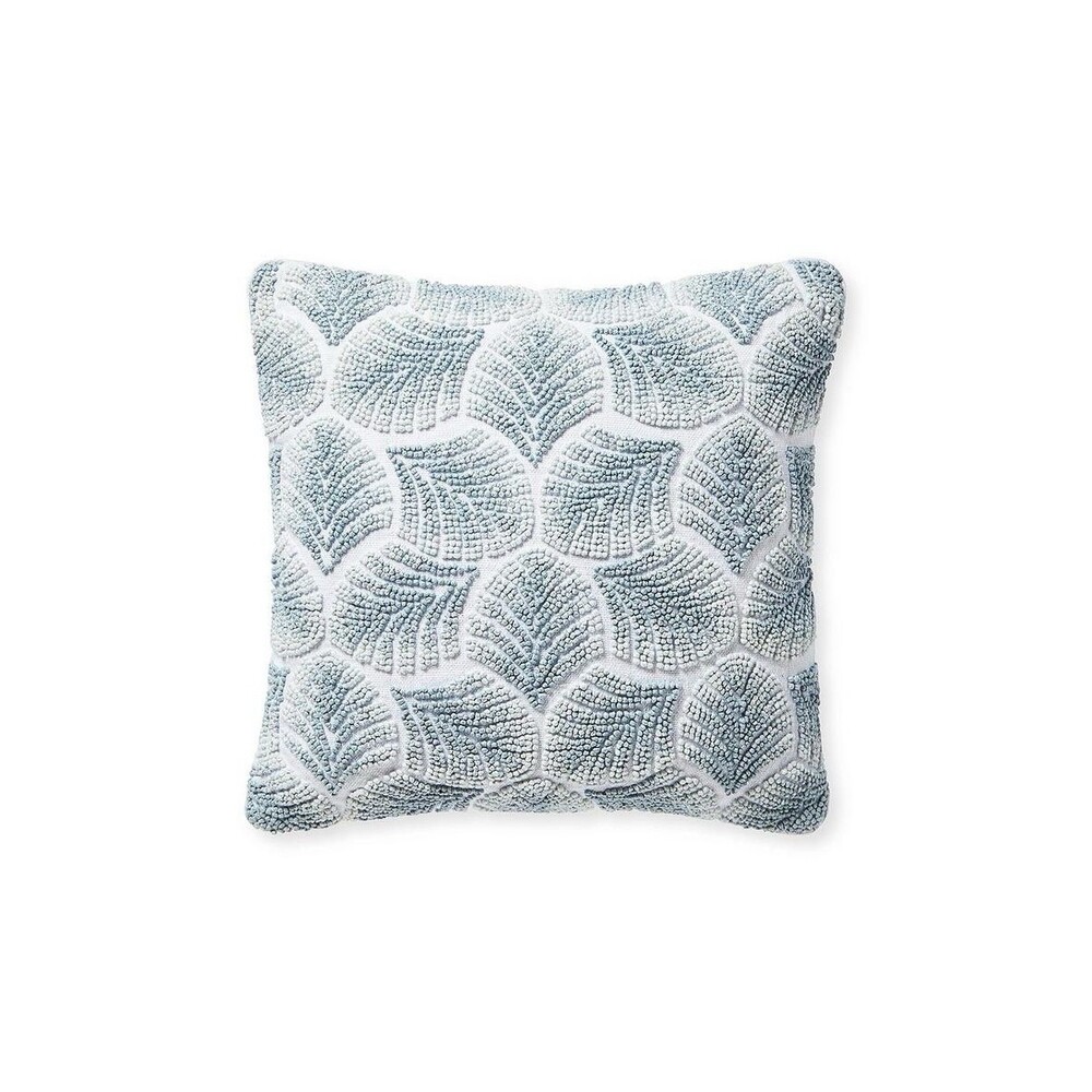 Serena & Lily Hawthorne Pillow Cover 20" x 20" Blue White NWT Hand Made Leaf